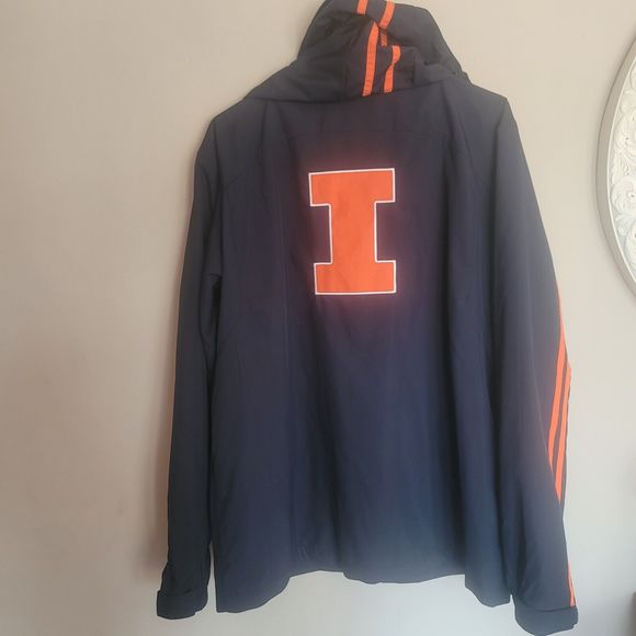 Mens L Illini Illinois Light Spring Jacket Embroidered Colloseum Full Zip Hooded - Picture 7 of 15